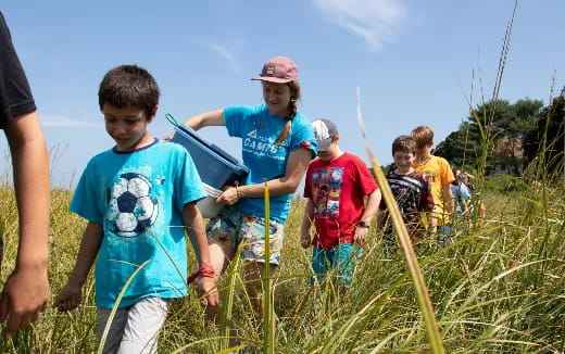 a group of children in a field