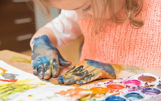 a person painting a picture