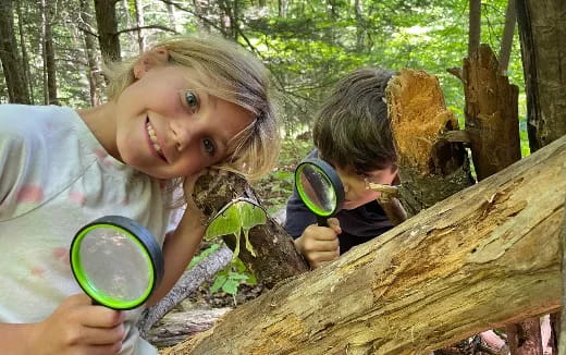 a couple of kids in the woods