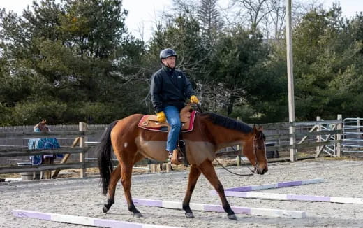 a man riding a horse