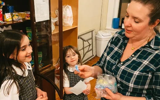 a person and a couple of girls