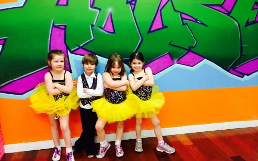 a group of children in a line