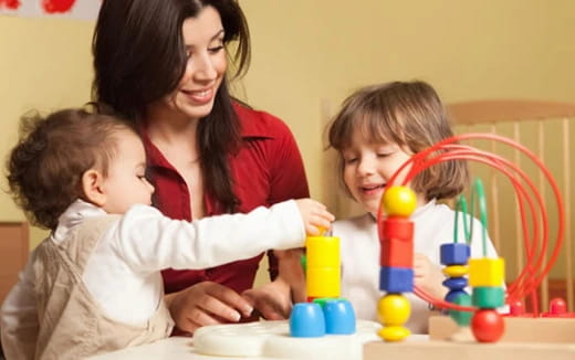 a person and two children