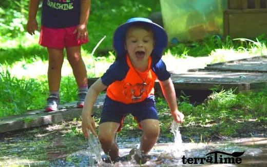 a child running in water