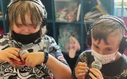 a couple of young boys