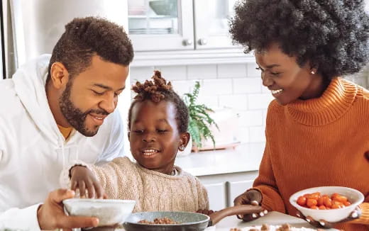 a family eating together