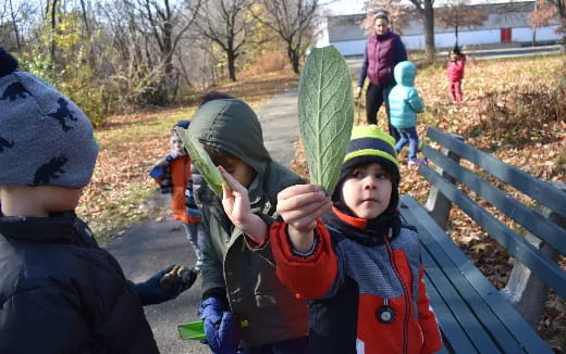 a group of people in winter clothes