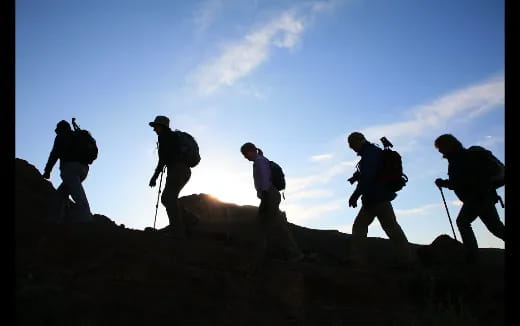 a group of people hiking