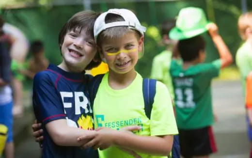 a couple of boys running