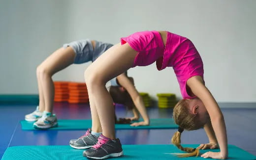 a woman doing yoga