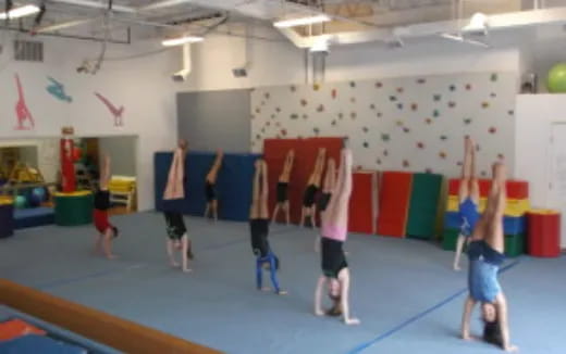 a group of people in a gym