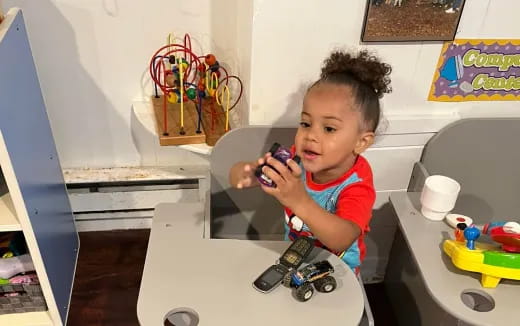 a child playing with toys