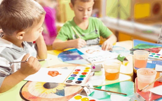 a few children painting