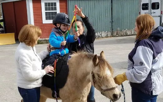 a child riding a horse