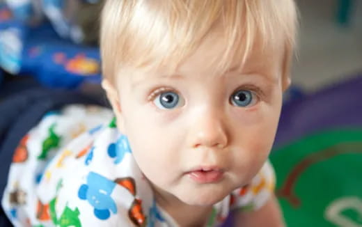 a baby with blue eyes