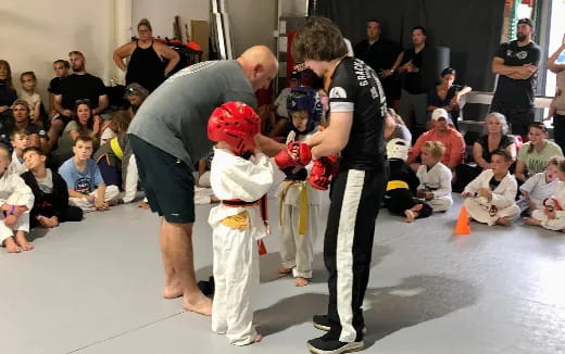 a group of people in a room