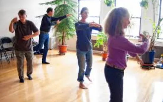 a group of people dancing