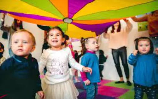 a group of children dancing