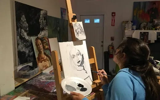 a person painting a picture