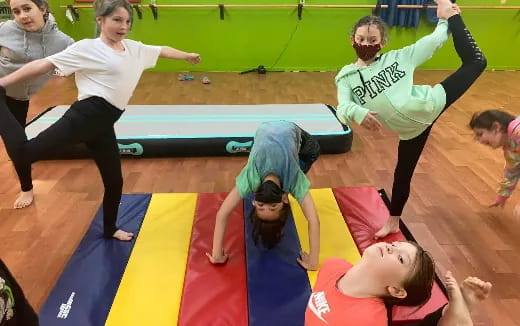 a group of people exercising