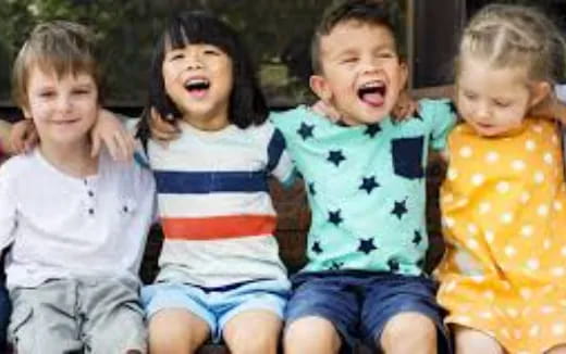 a group of children laughing