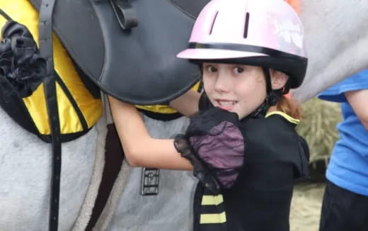 a child wearing a helmet