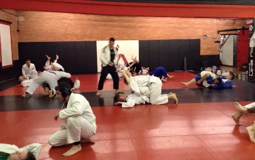 a group of people in a room