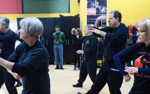 a group of people in a room