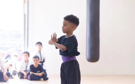 a boy in a classroom