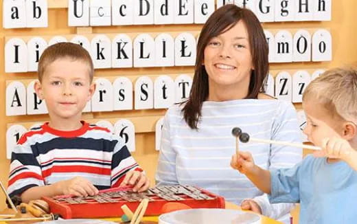 a person and several children