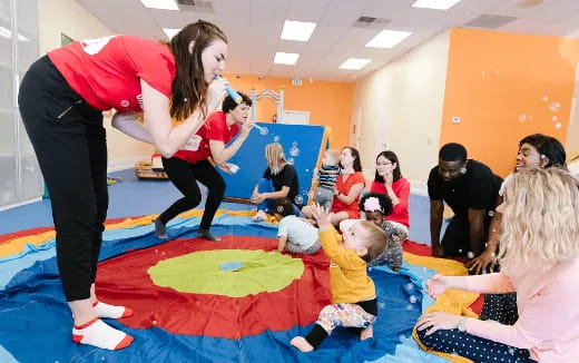 a group of people in a room
