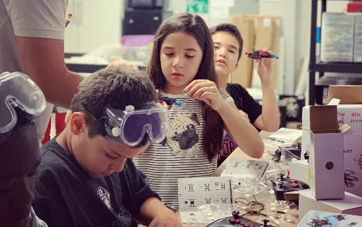 a group of people wearing goggles