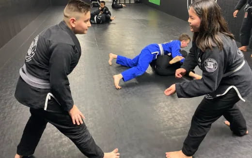 a group of people in a circle