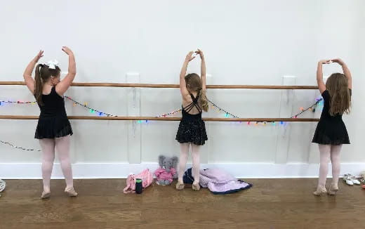 a group of girls practicing