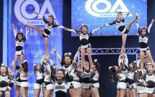 a group of cheerleaders performing