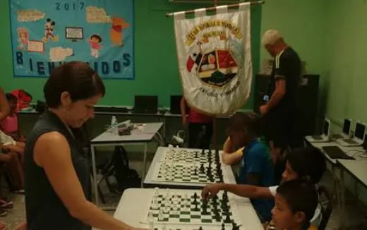 a person playing a board game