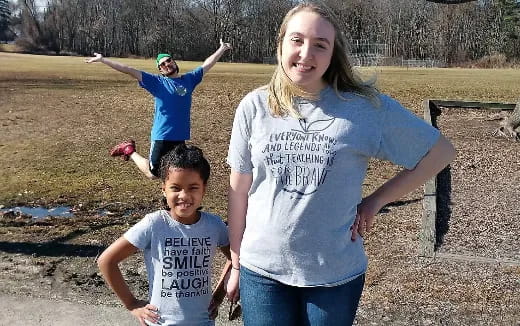 a person and two children