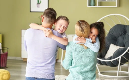 a group of people hugging