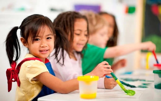 a few children painting