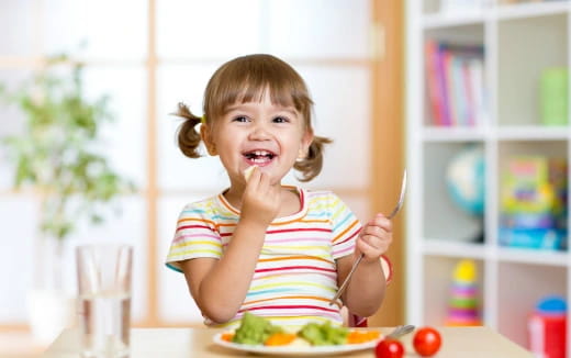 a girl eating food