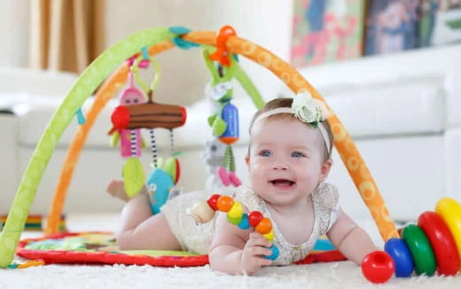 a baby in a highchair