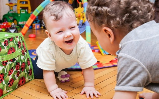 a couple of babies playing