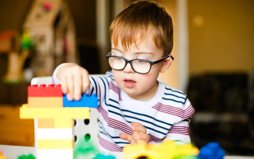 a baby wearing glasses