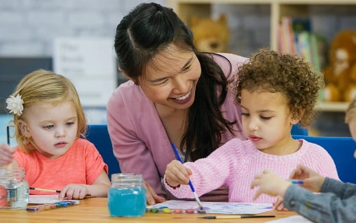 a person and two children