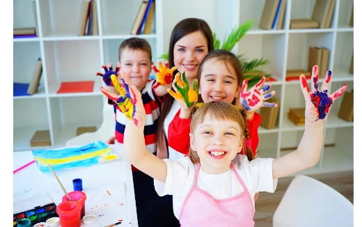 a group of children smiling