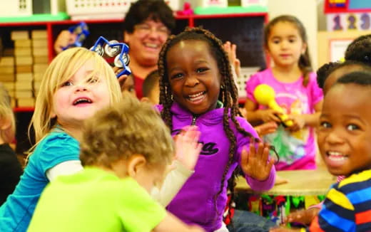 a group of children smiling