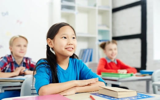 a young girl in a classroom