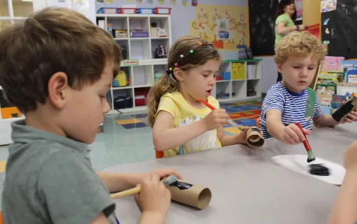 a few children painting
