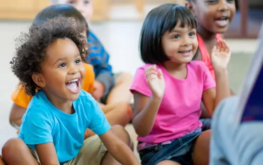 a group of children laughing