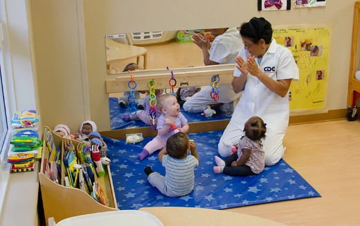 a person teaching children